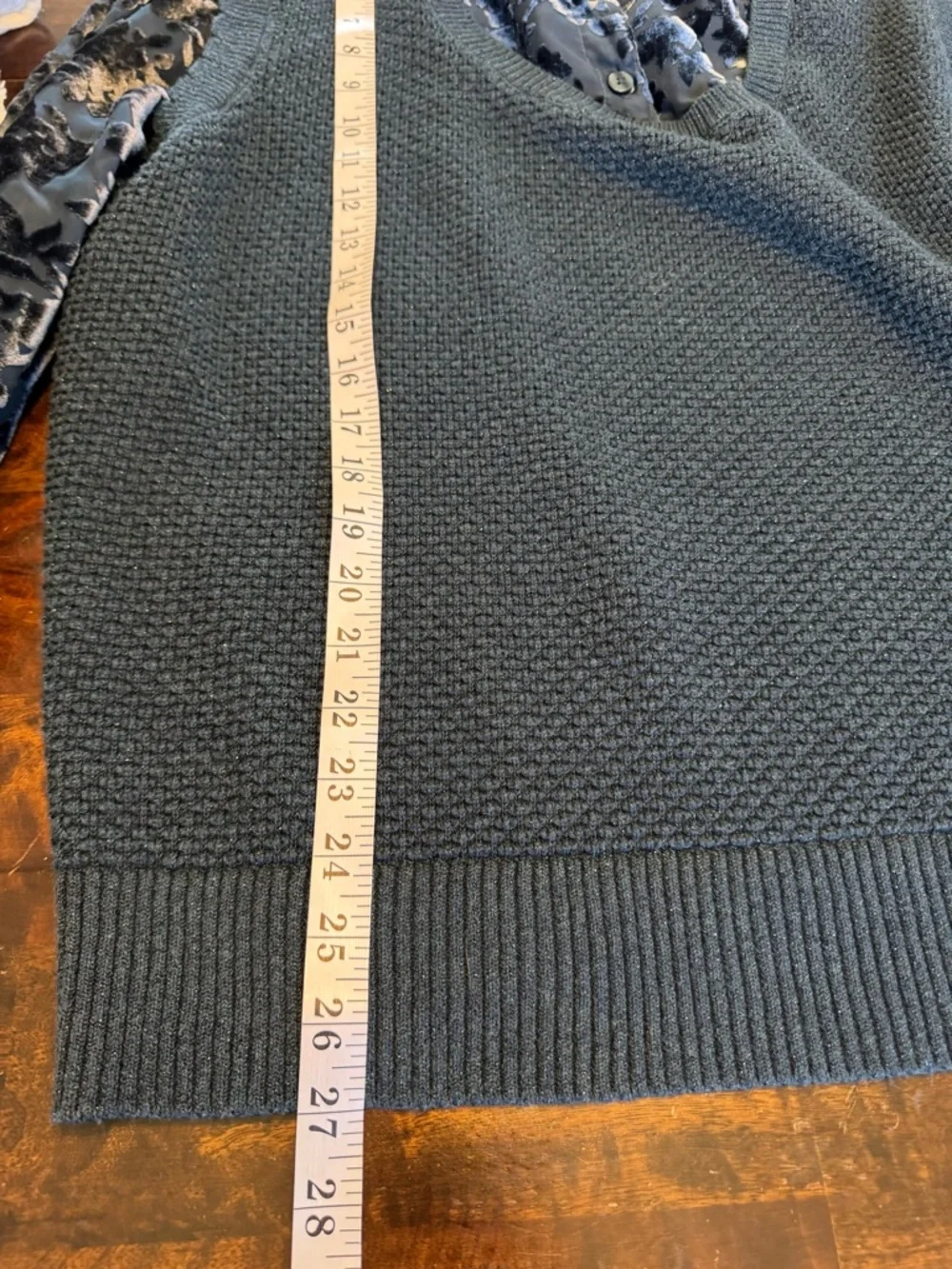 FATFACE Dark Teal Hadley 2 in 1 Devore Jumper Sweater Velvet Burnout Sz 18